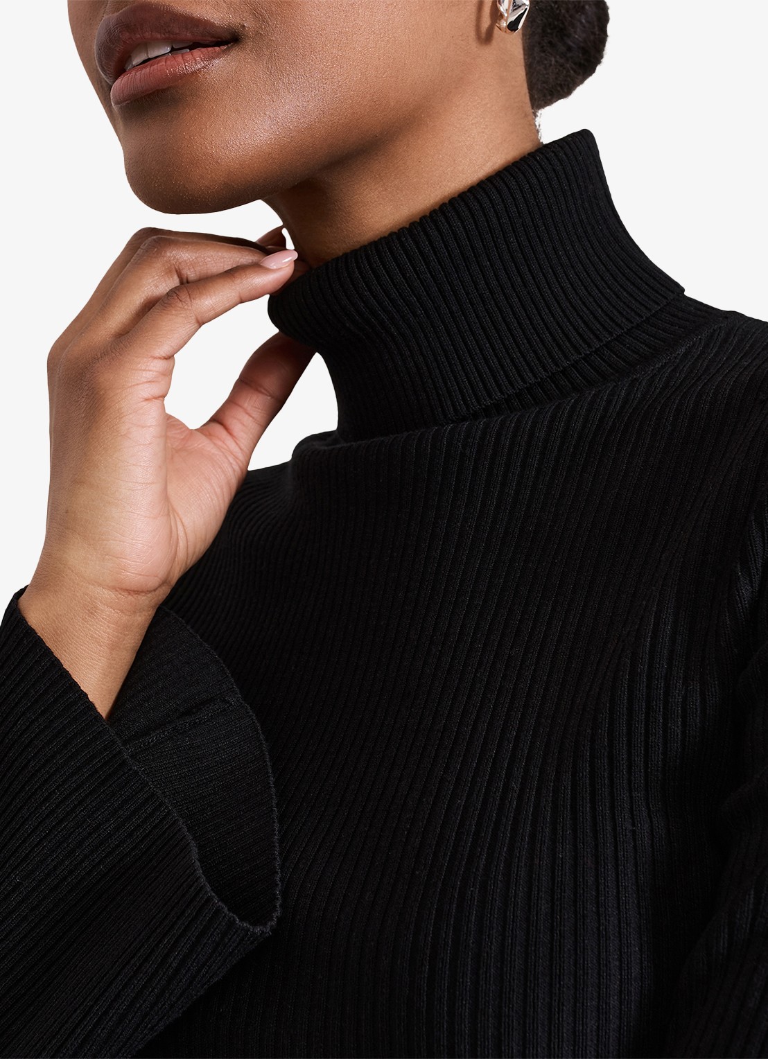 Phase Eight Fran ribgebreide coltrui met stretch - detail 6 zwart