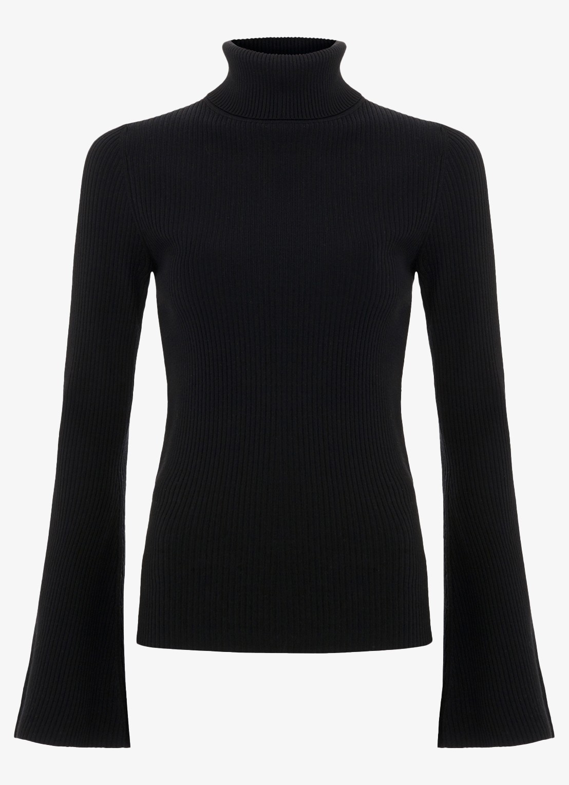 Phase Eight Fran ribgebreide coltrui met stretch - voorkant zwart