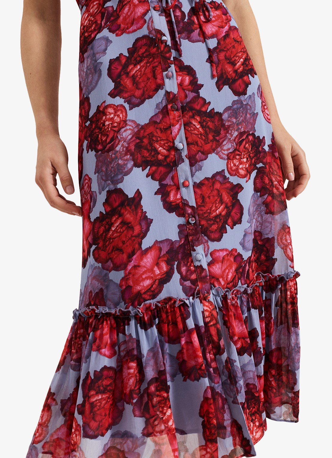 Phase Eight Francesca midi blousejurk met bloemenprint - detail 6 lichtblauw