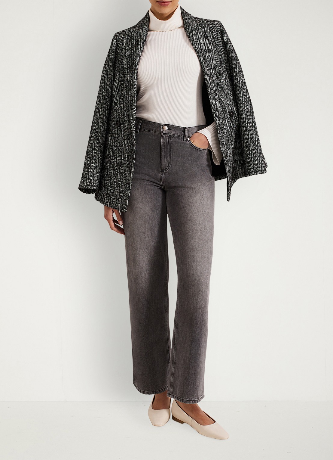 Phase Eight Frankie hiigh waist straight leg jeans met steekzakken - detail 5 donkergrijs