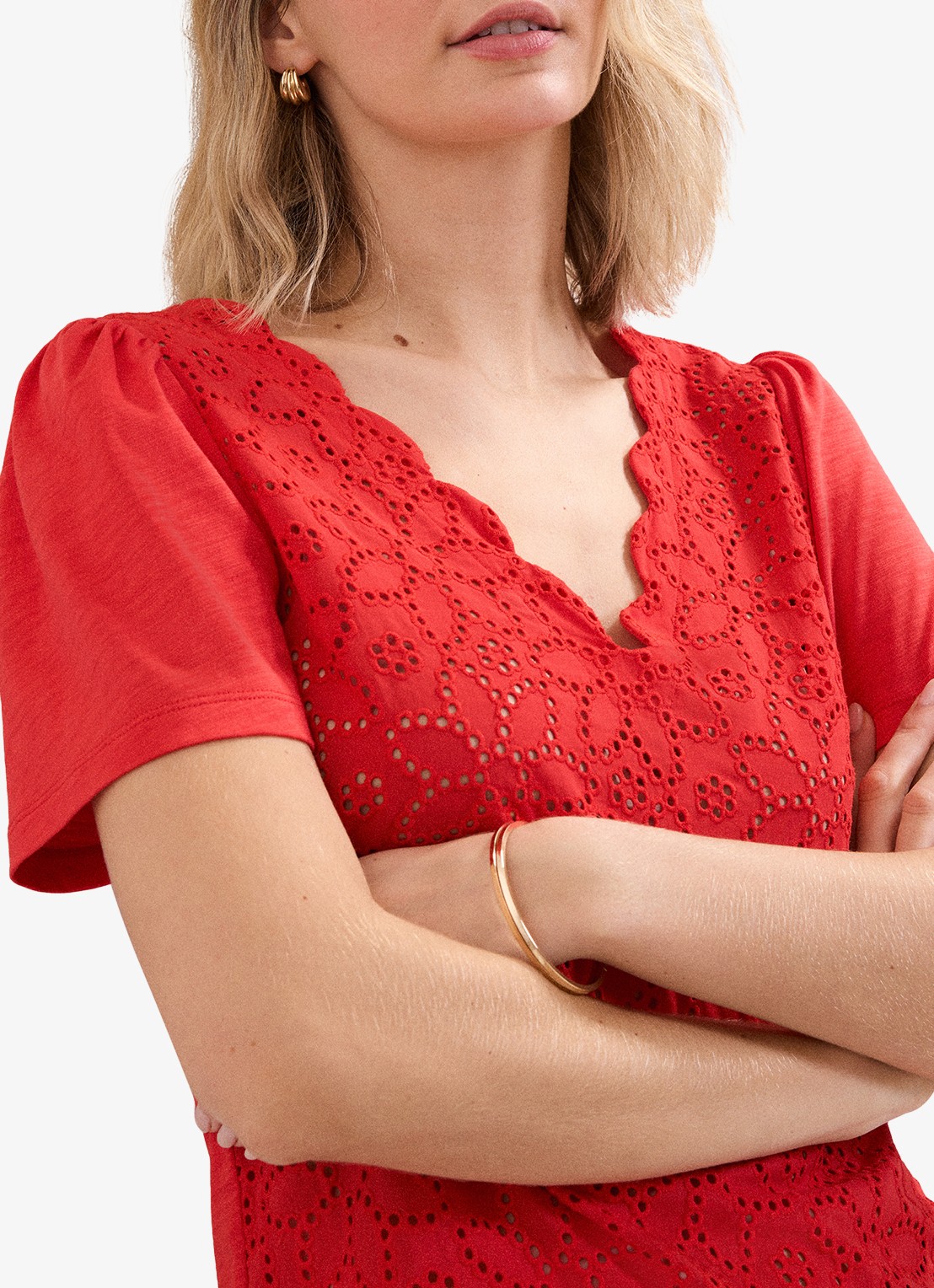 Phase Eight Freya tuniek met borduring - detail 5 oranjerood