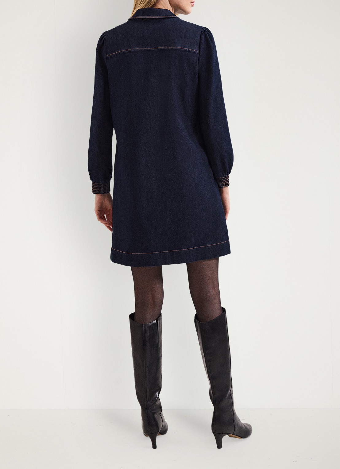 Phase Eight Gabi mini tuniekjurk van denim - achterkant 5 indigo