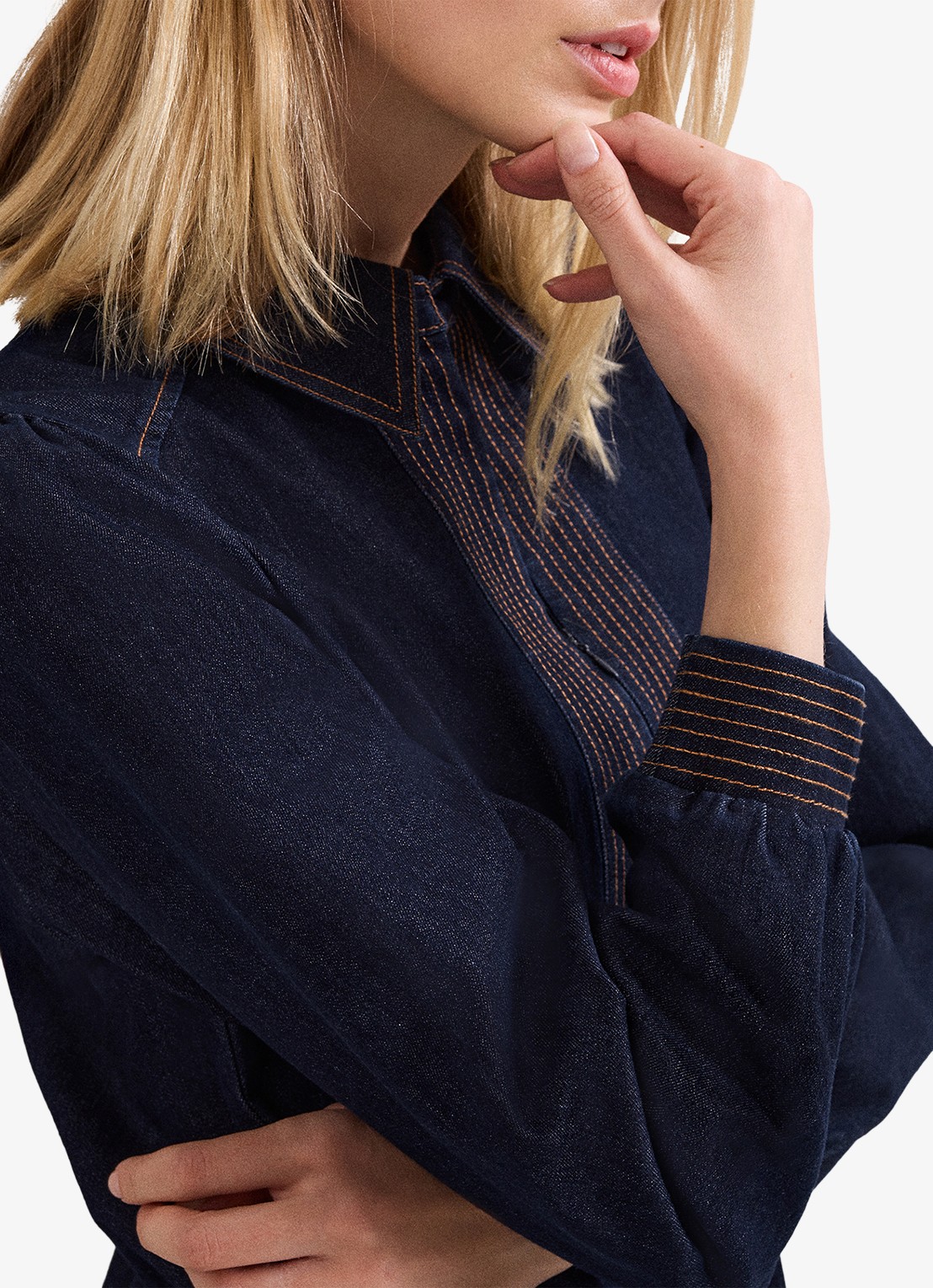 Phase Eight Gabi mini tuniekjurk van denim - detail 2 indigo