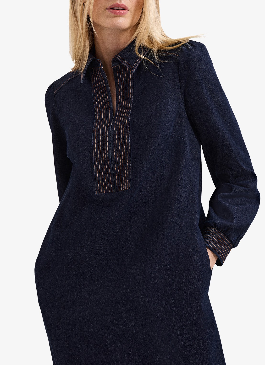 Phase Eight Gabi mini tuniekjurk van denim - detail 4 indigo