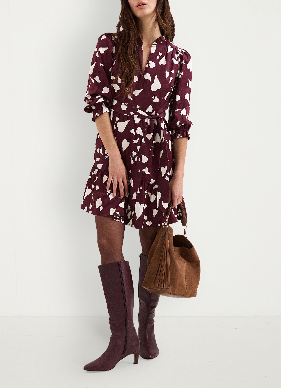 Phase Eight Gaia Heart mini tuniekjurk met print - voorkant 2 rood