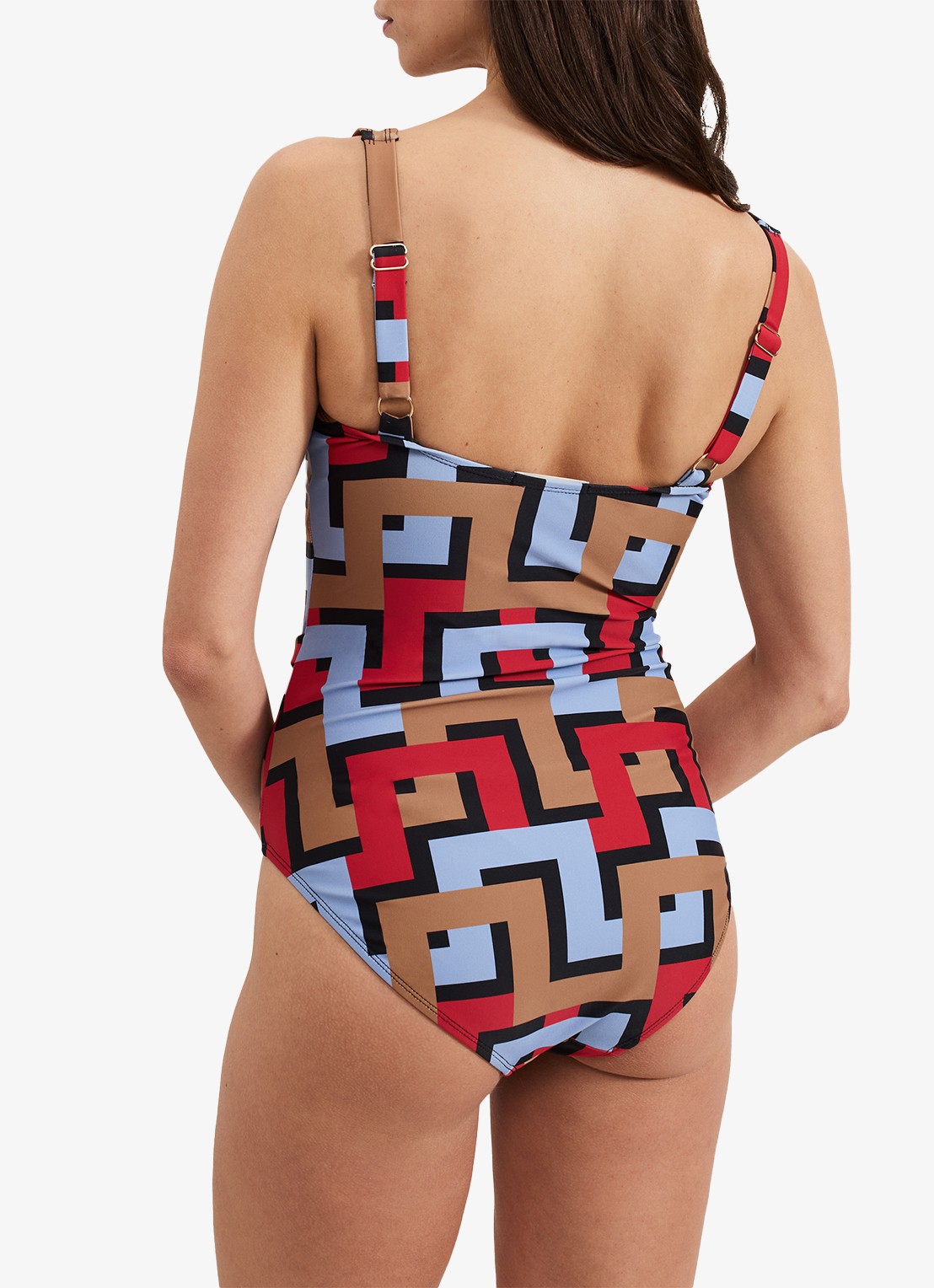 Phase Eight Geo badpak met grafische print - achterkant 7 donkerblauw