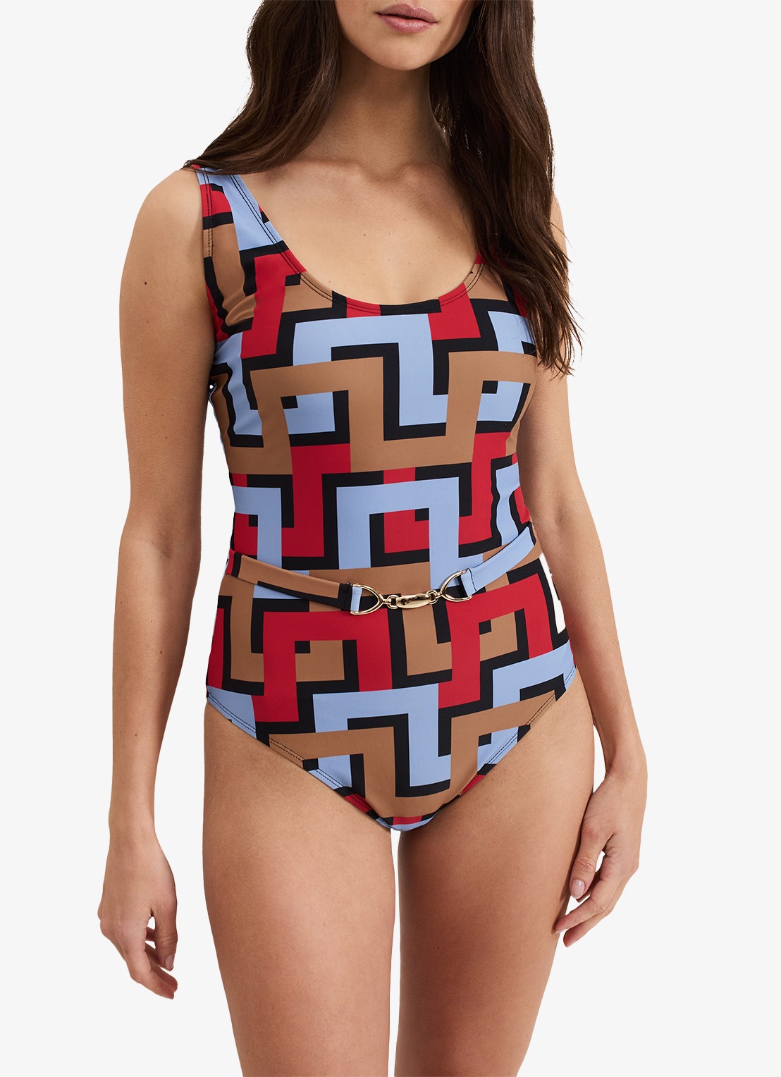 Phase Eight Geo badpak met grafische print - detail donkerblauw