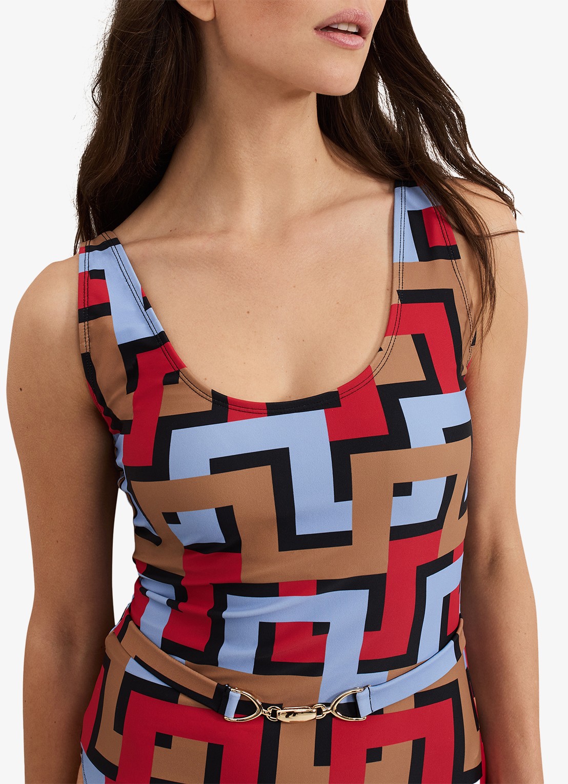 Phase Eight Geo badpak met grafische print - detail 2 donkerblauw
