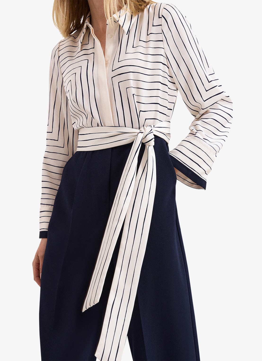 Phase Eight Geo wide fit jumpsuit met grafische print - detail 5 donkerblauw