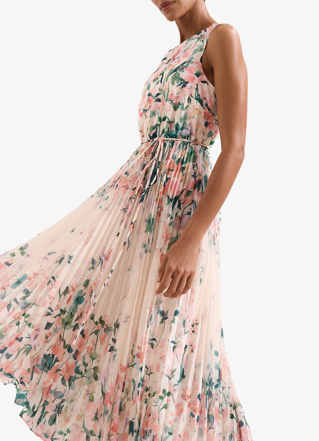 Phase Eight Georgiana midi jurk met bloemenprint - detail 4 oudroze