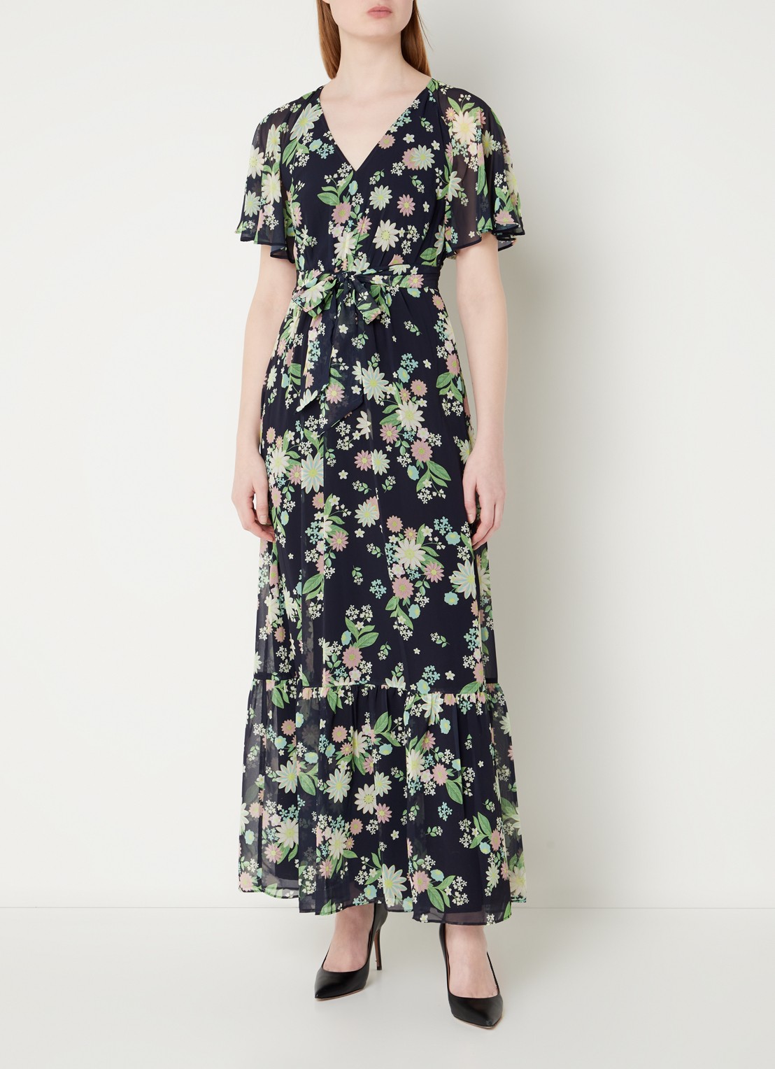 Phase Eight Georgie Maxi Dress Navy/Multi - voorkant 4 donkerblauw