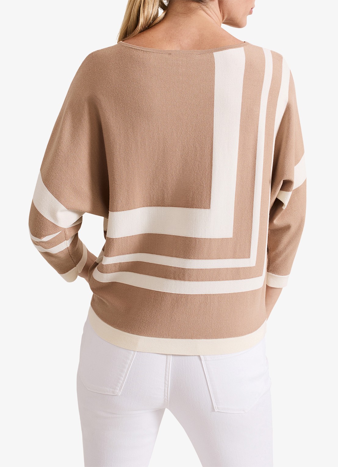 Phase Eight Geri fijngebreide trui met print - achterkant camel