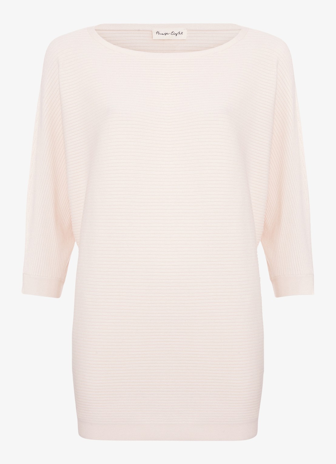 Phase Eight Giana ribgebreide trui met vleermuismouwen - voorkant 7 beige