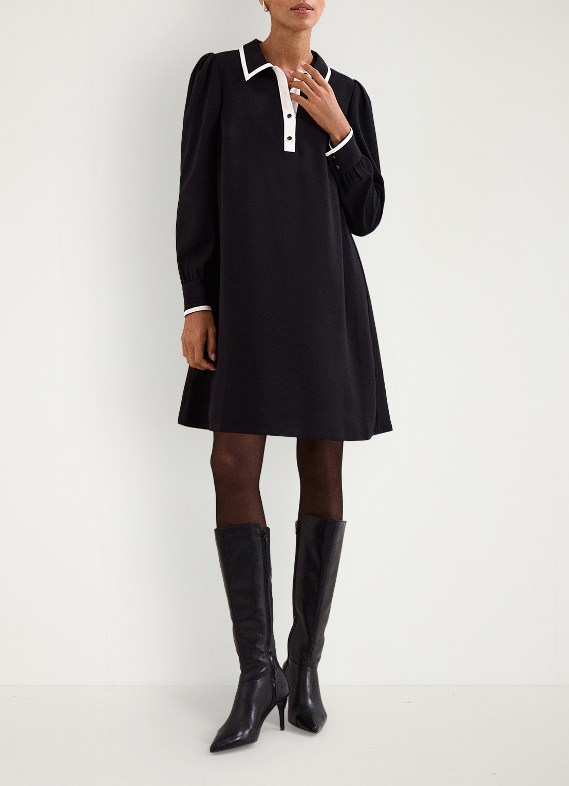 Phase Eight Gina mini jurk met ballonmouw - voorkant 8 zwart