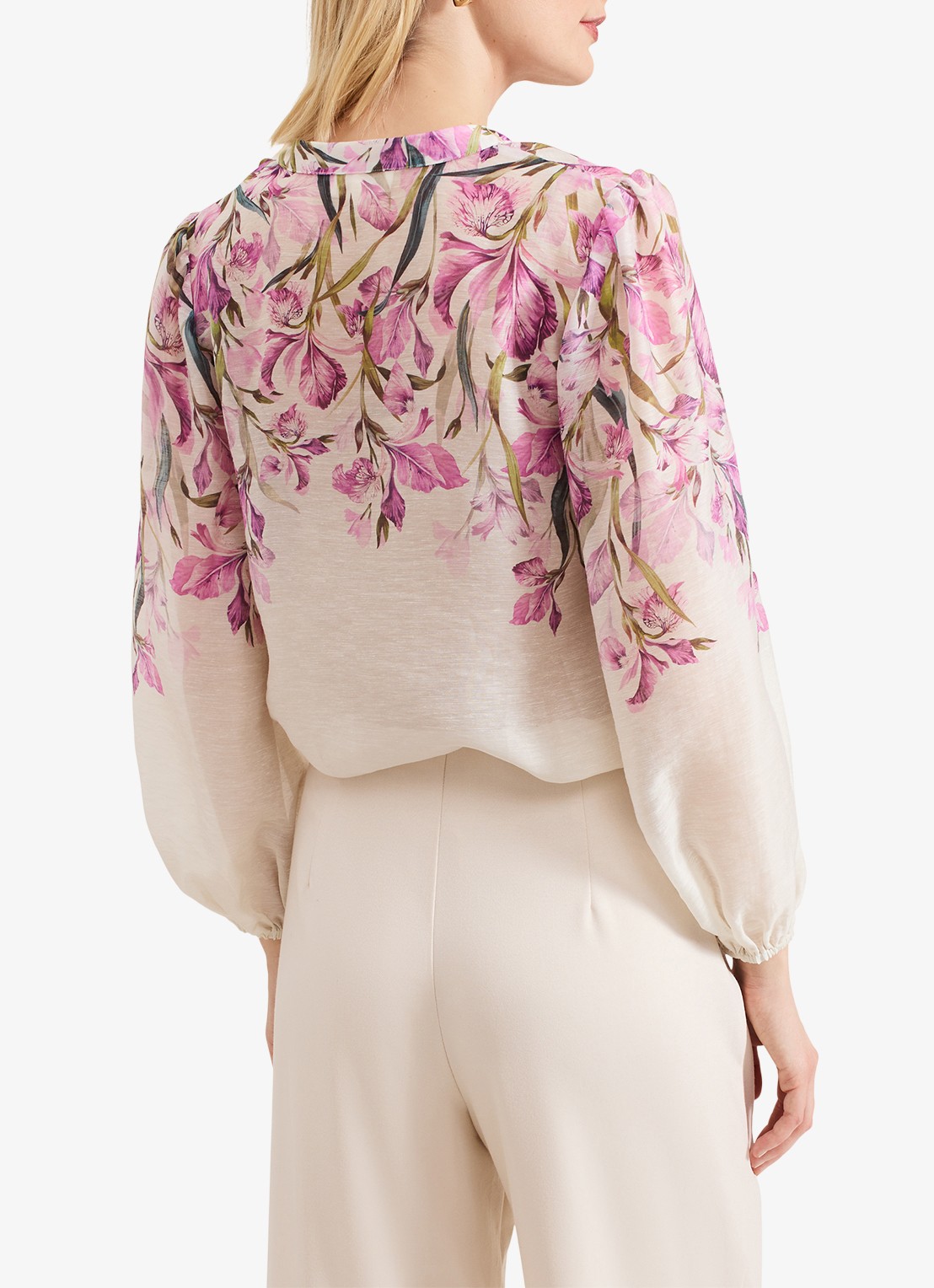 Phase Eight Gisela blouse  met bloemenprint - achterkant 3 creme