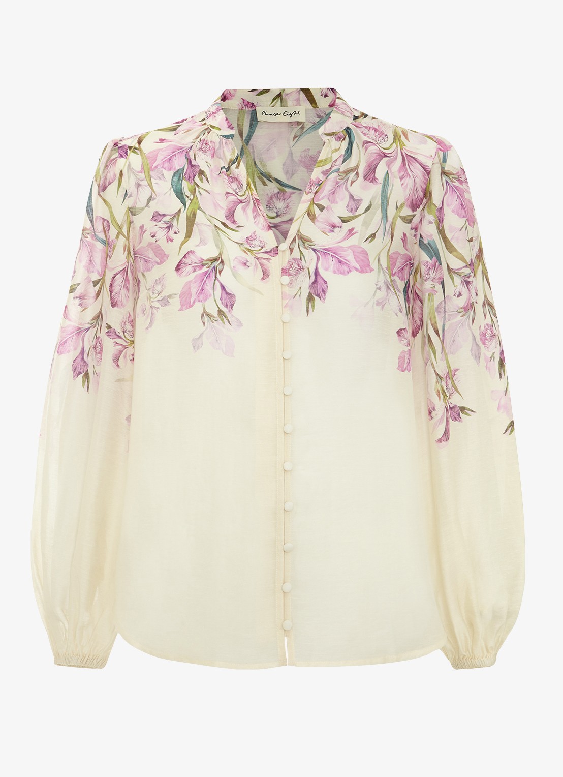 Phase Eight Gisela blouse  met bloemenprint - voorkant creme