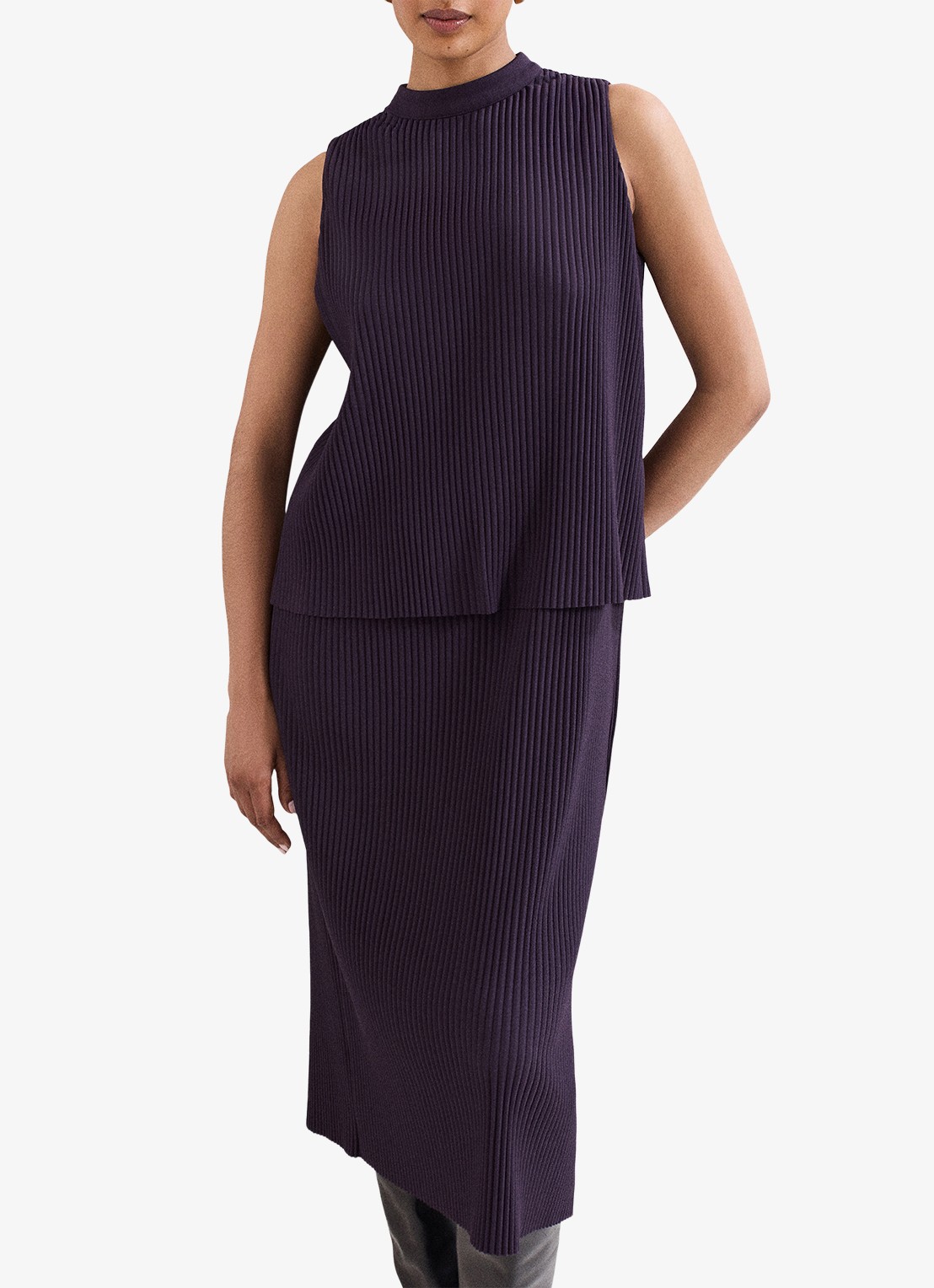 Phase Eight Gracie midi jurk met textuur 2-delig - detail 4 paars