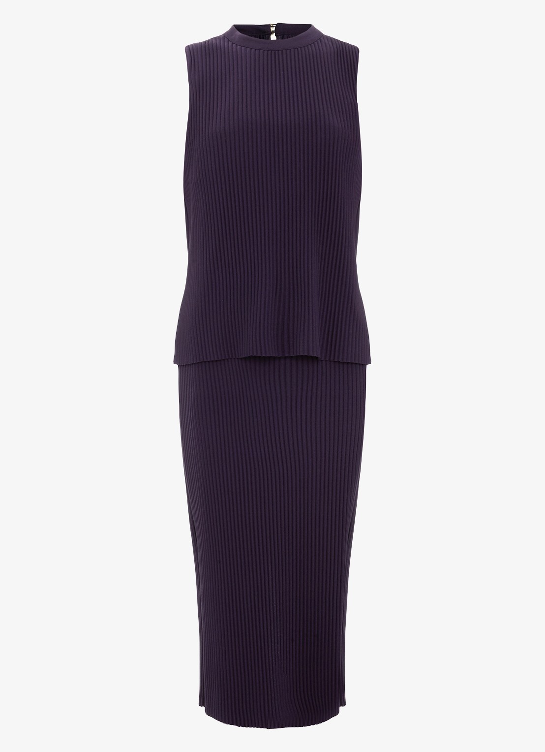 Phase Eight Gracie midi jurk met textuur 2-delig - voorkant 2 paars