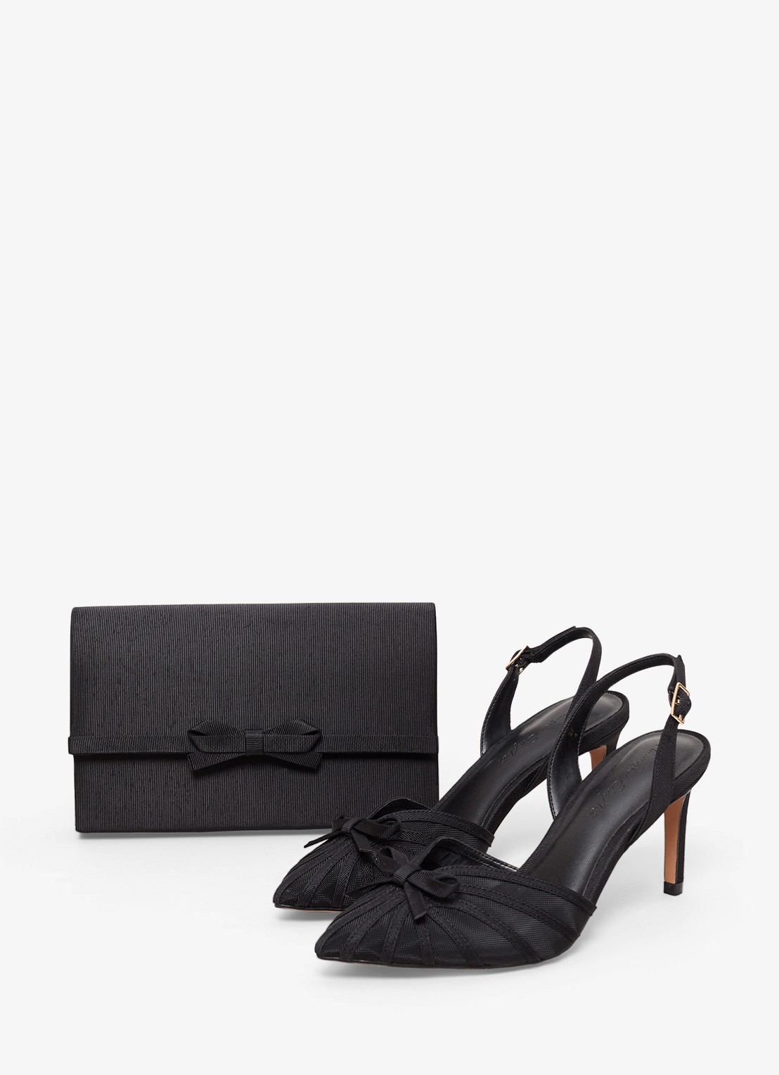 Phase Eight Grosgrain clutch met afneembare schouderriem - detail 6 zwart