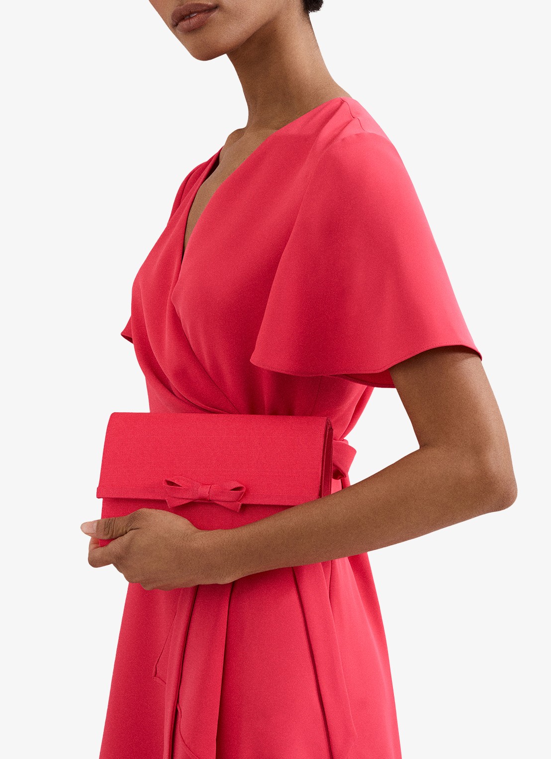 Phase Eight Grosgrain clutch met strikdetail  - voorkant 5 roze