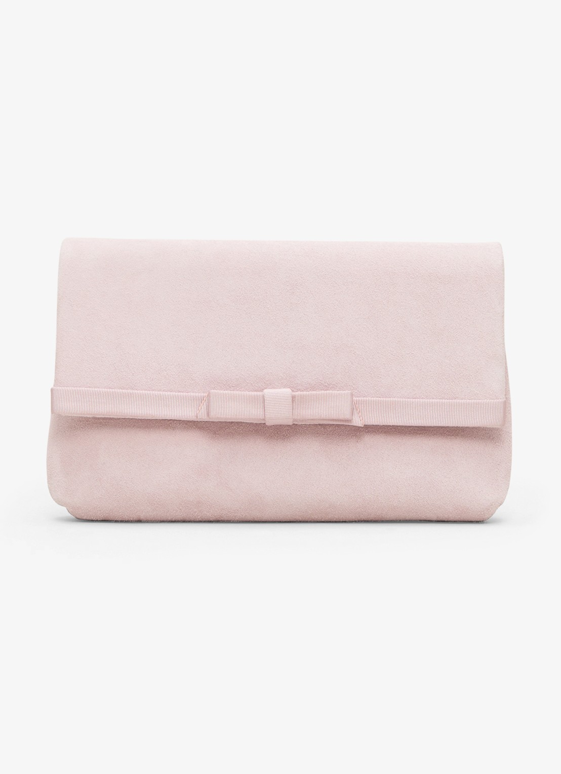 Phase Eight Grosgrain clutch van suède  - voorkant 5 lichtroze