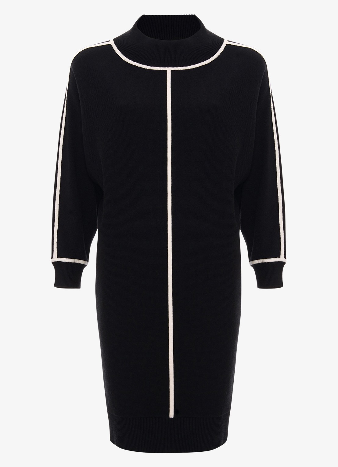Phase Eight Hallie mini fijngebreide trui-jurk met gestreept detail - voorkant 2 zwart