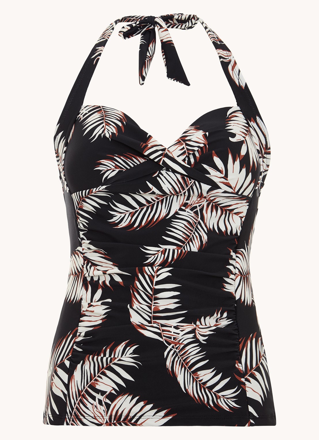 Phase Eight Halter bikinitop met bladprint - voorkant zwart