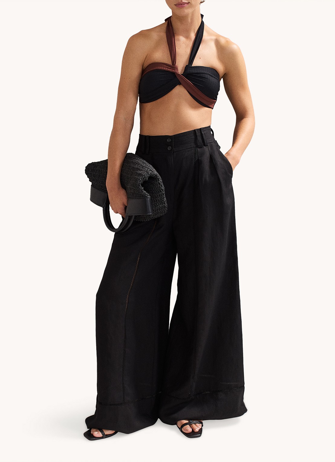 Phase Eight Halter bikinitop met structuur - detail 6 zwart