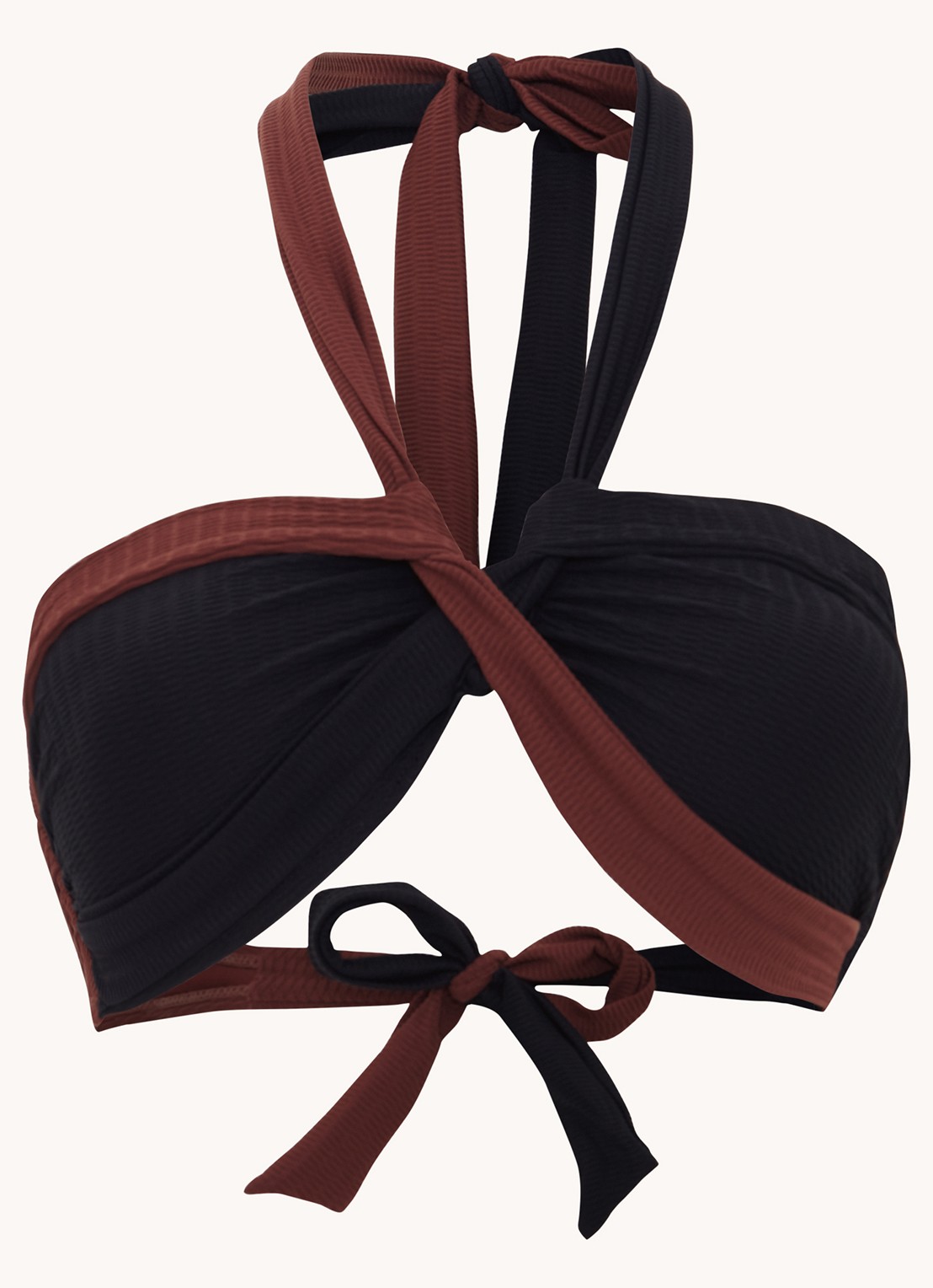 Phase Eight Halter bikinitop met structuur - voorkant 2 zwart
