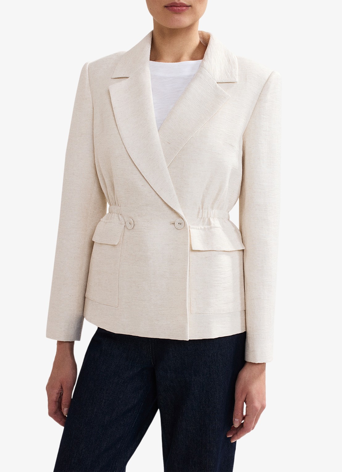 Phase Eight Harlow blazer in linnenblend met structuur - detail 4 beige