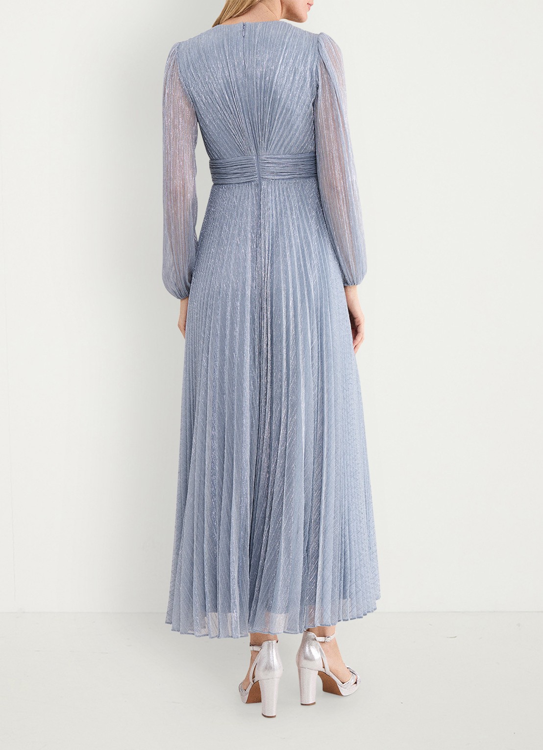 Phase Eight Harper midi jurk met lurex - achterkant lichtblauw