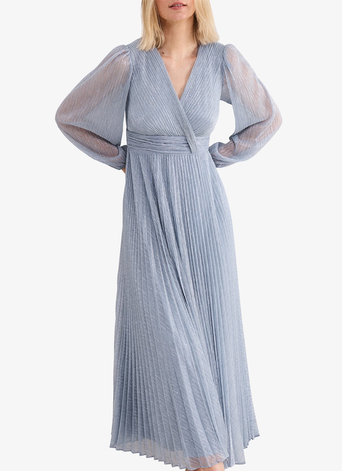 Phase Eight Harper midi jurk met lurex - detail 4 lichtblauw