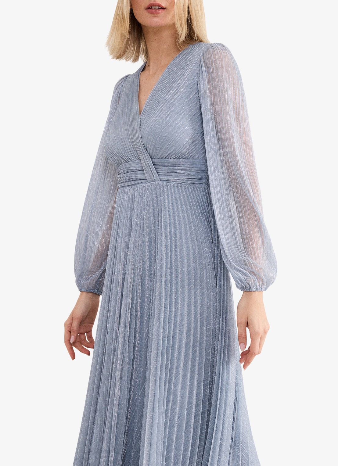 Phase Eight Harper midi jurk met lurex - detail 6 lichtblauw