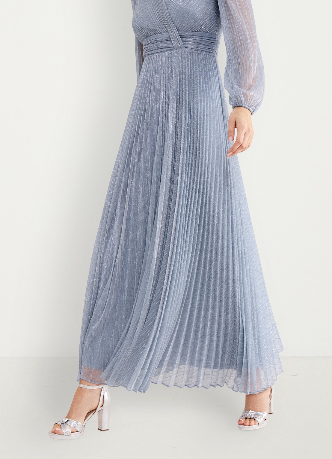Phase Eight Harper midi jurk met lurex - detail 7 lichtblauw