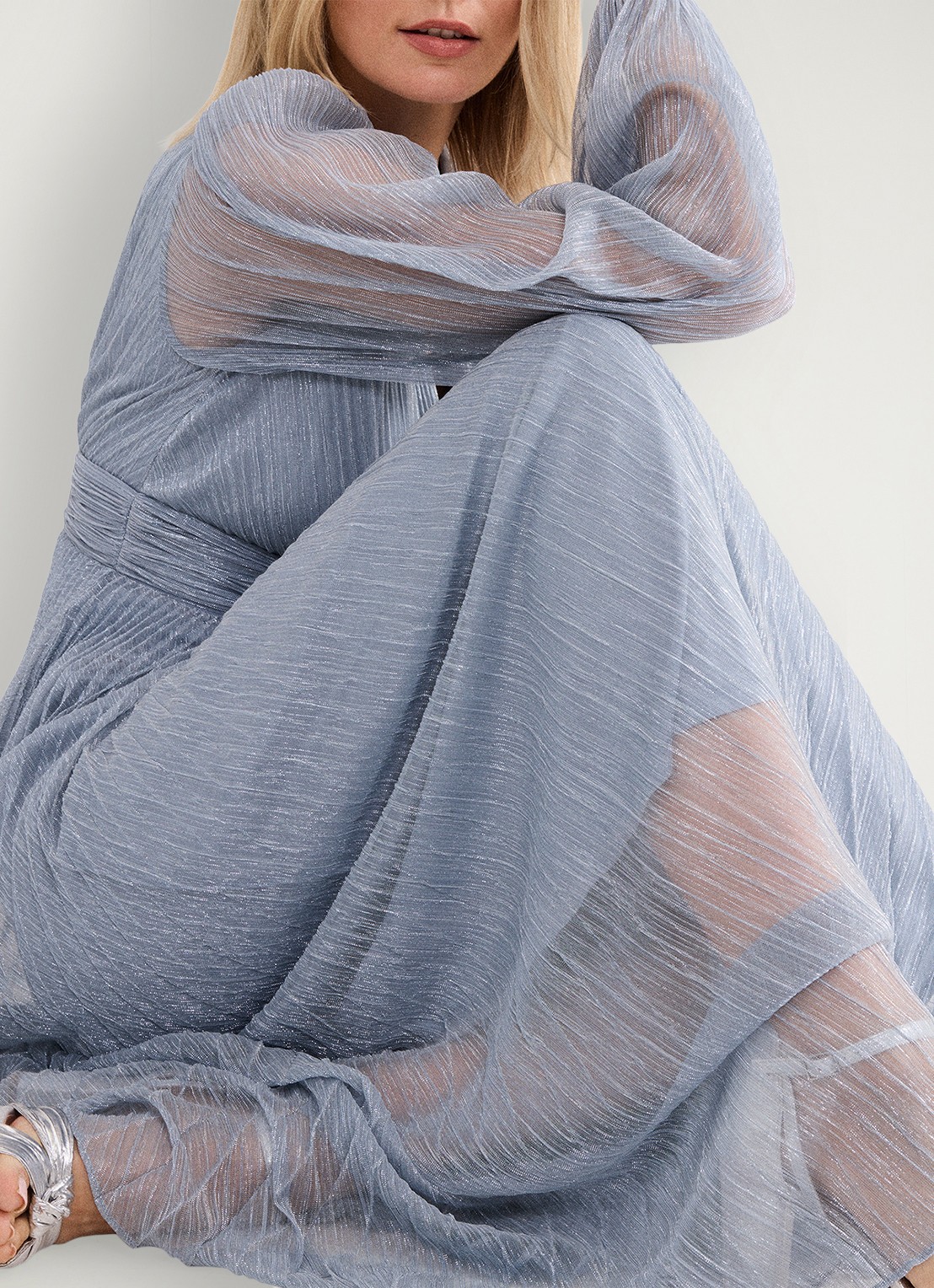 Phase Eight Harper midi jurk met lurex - detail 8 lichtblauw