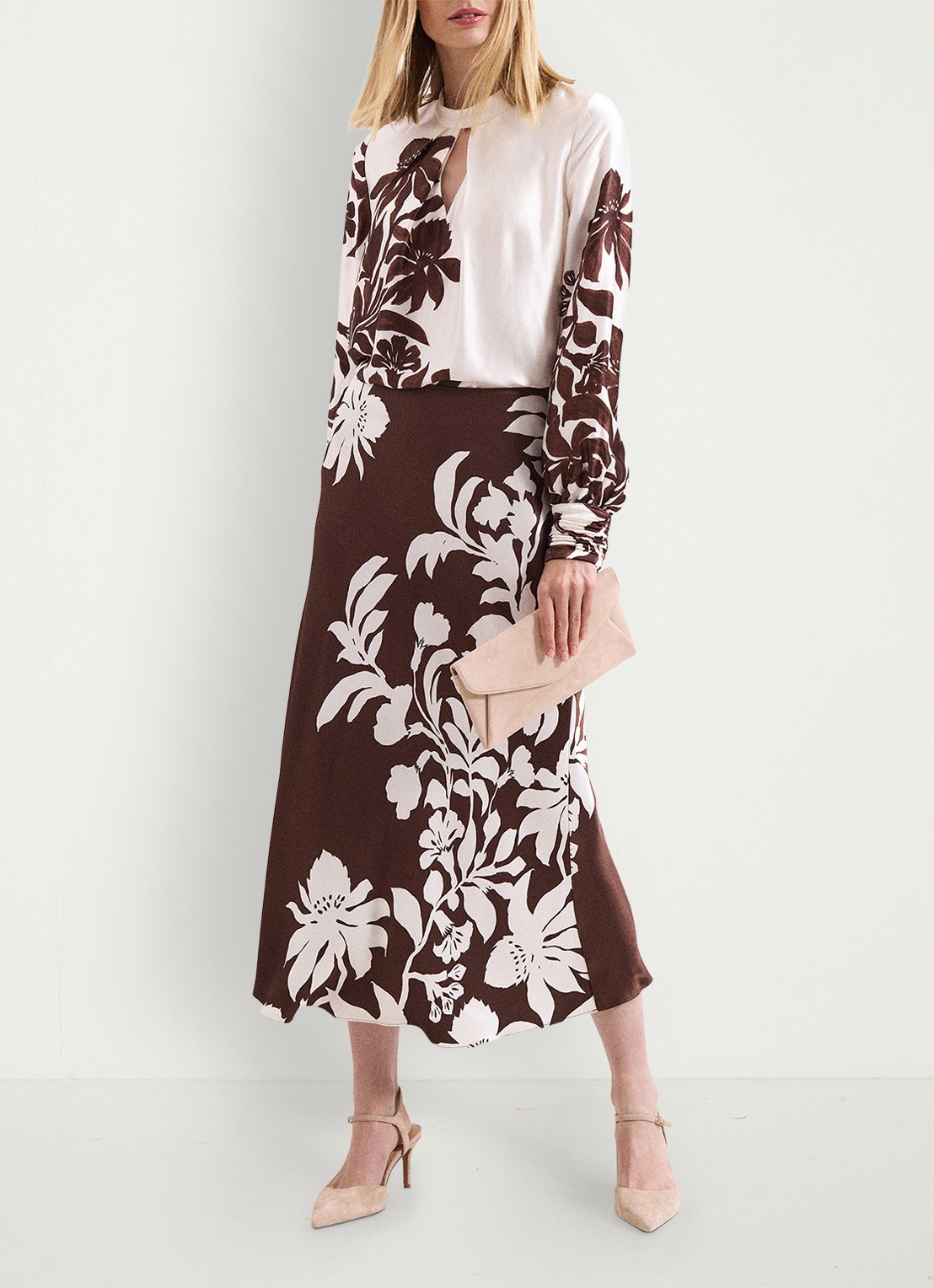 Phase Eight Hattie tuniek met cut-out detail en print - detail 8 bruin