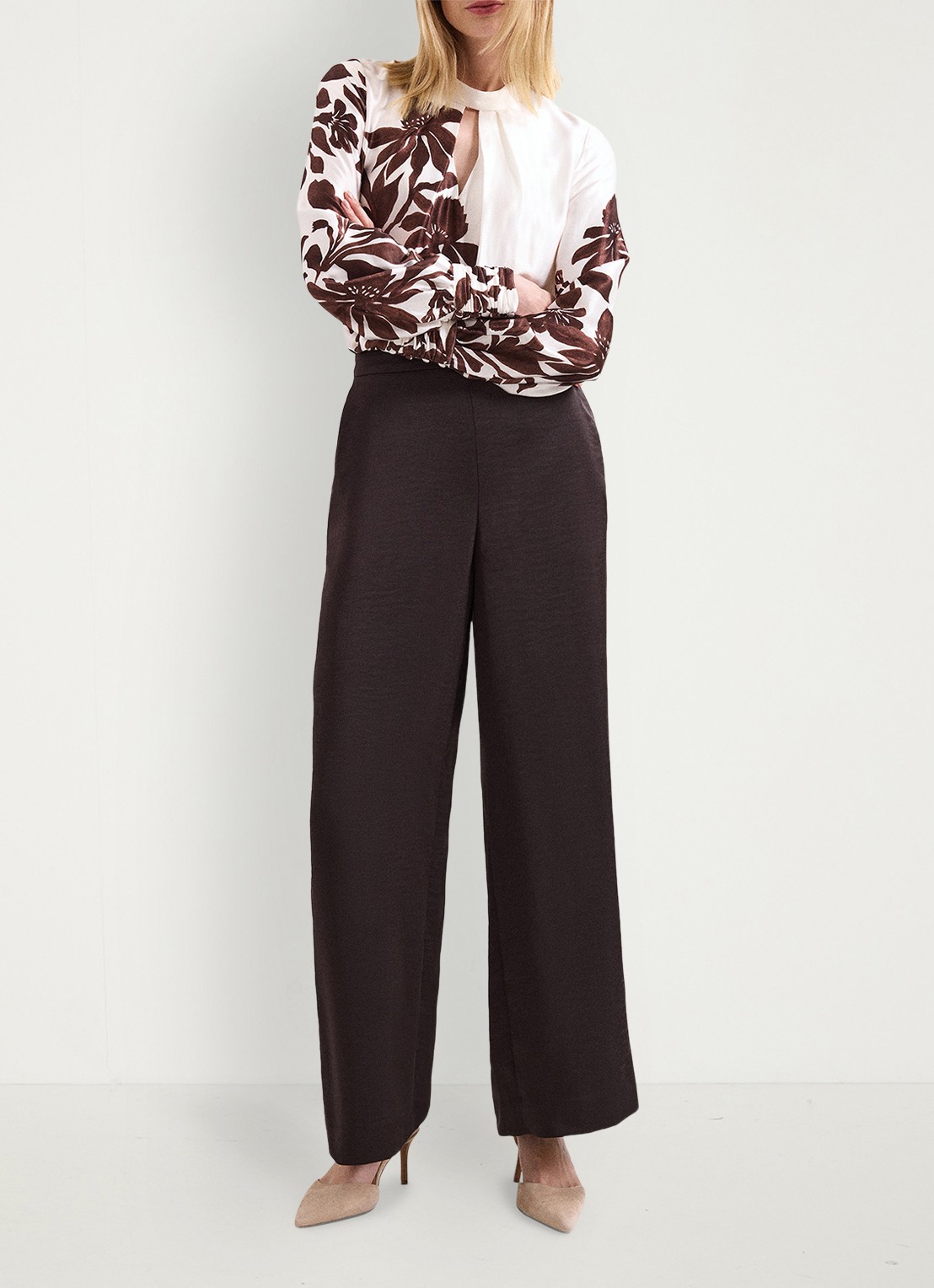 Phase Eight Hattie tuniek met cut-out detail en print - voorkant 3 bruin