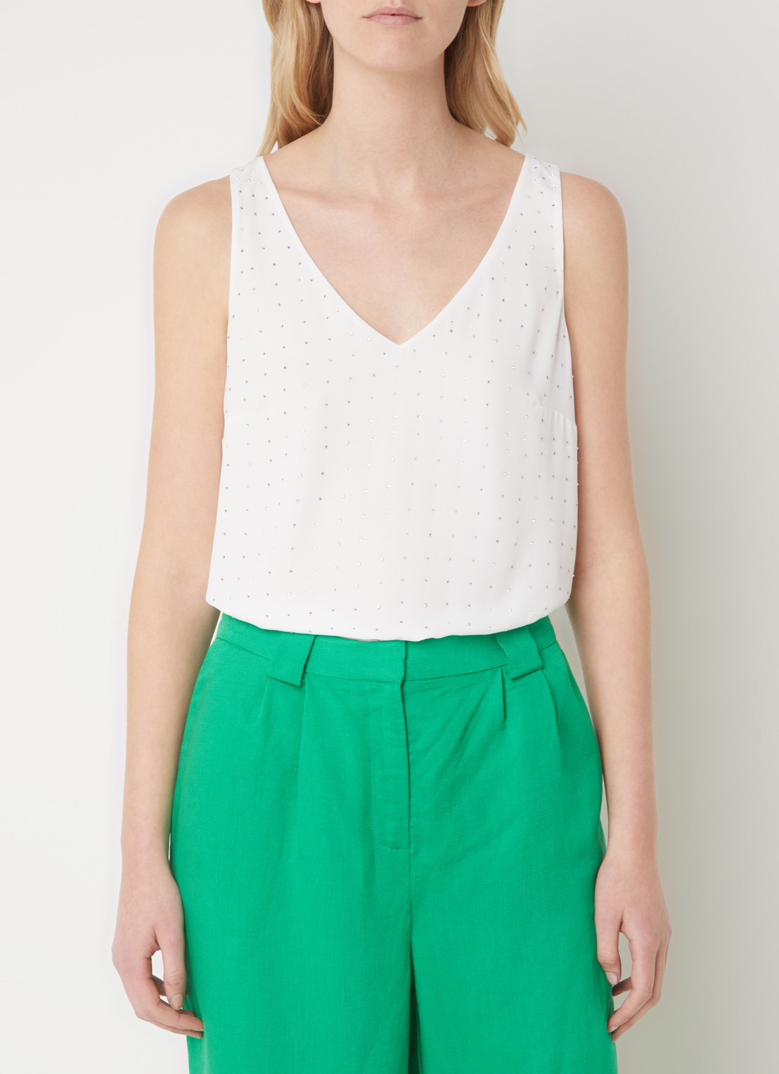 Phase Eight Hayley mouwloze top met strass - detail gebroken wit