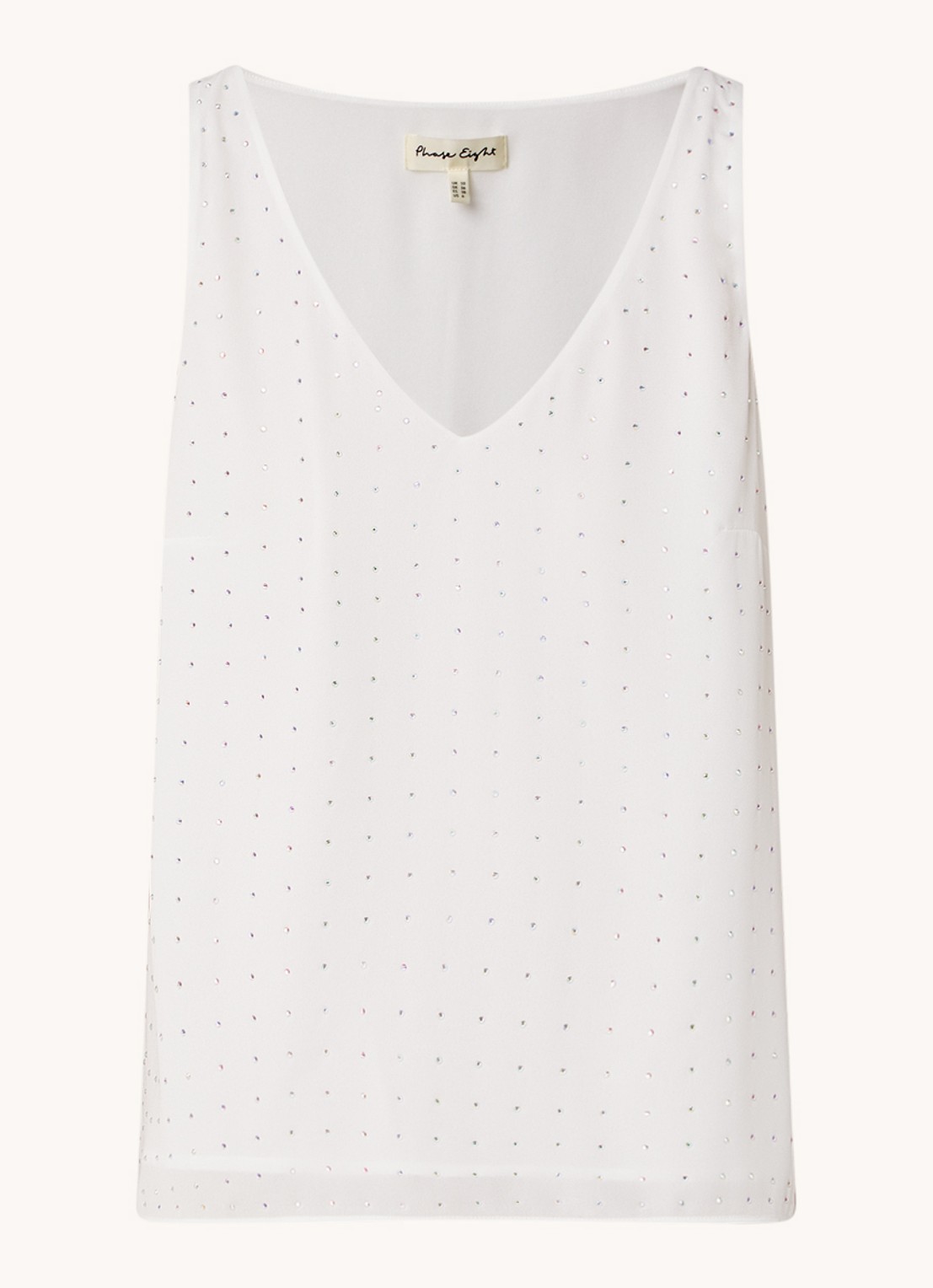 Phase Eight Hayley mouwloze top met strass - voorkant 3 gebroken wit