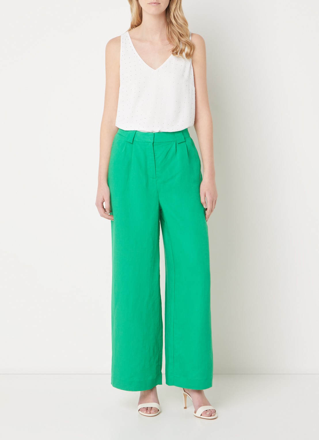 Phase Eight Hayley mouwloze top met strass - voorkant 4 gebroken wit
