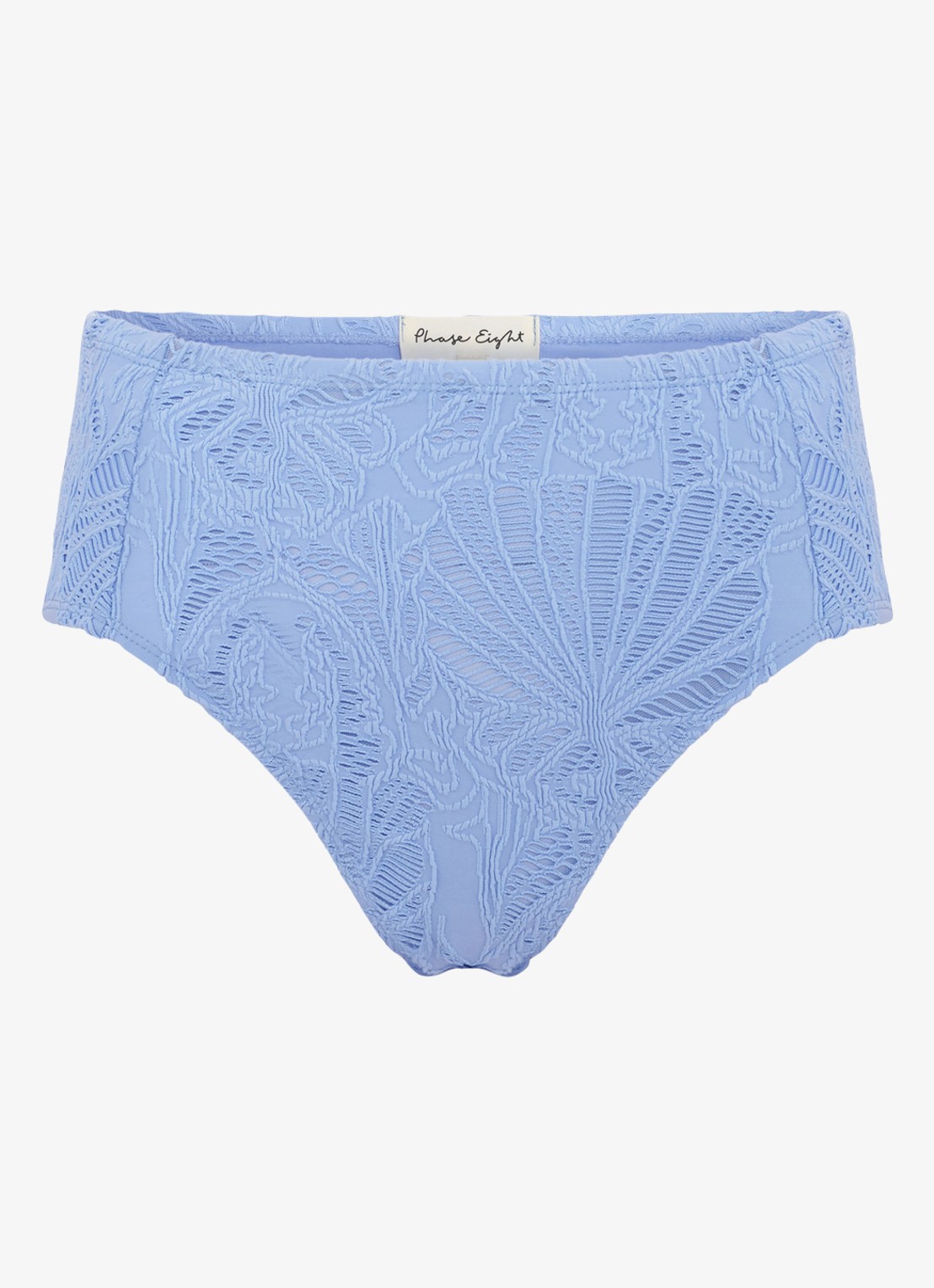 Phase Eight High waisted bikinislip met broderie - voorkant lichtblauw