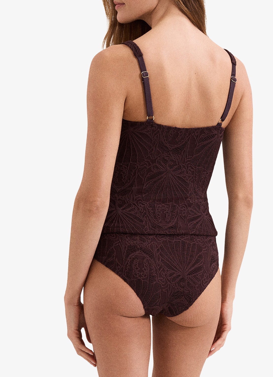 Phase Eight High waisted bikinislip met broderie - achterkant 2 bruin