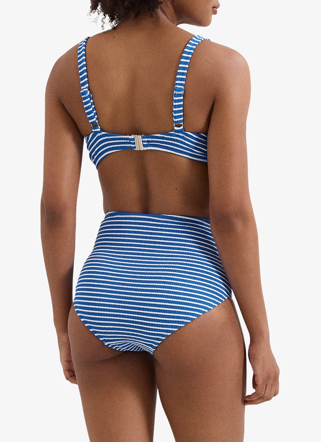 Phase Eight High waisted bikinislip met streepprint - achterkant 7 kobaltblauw