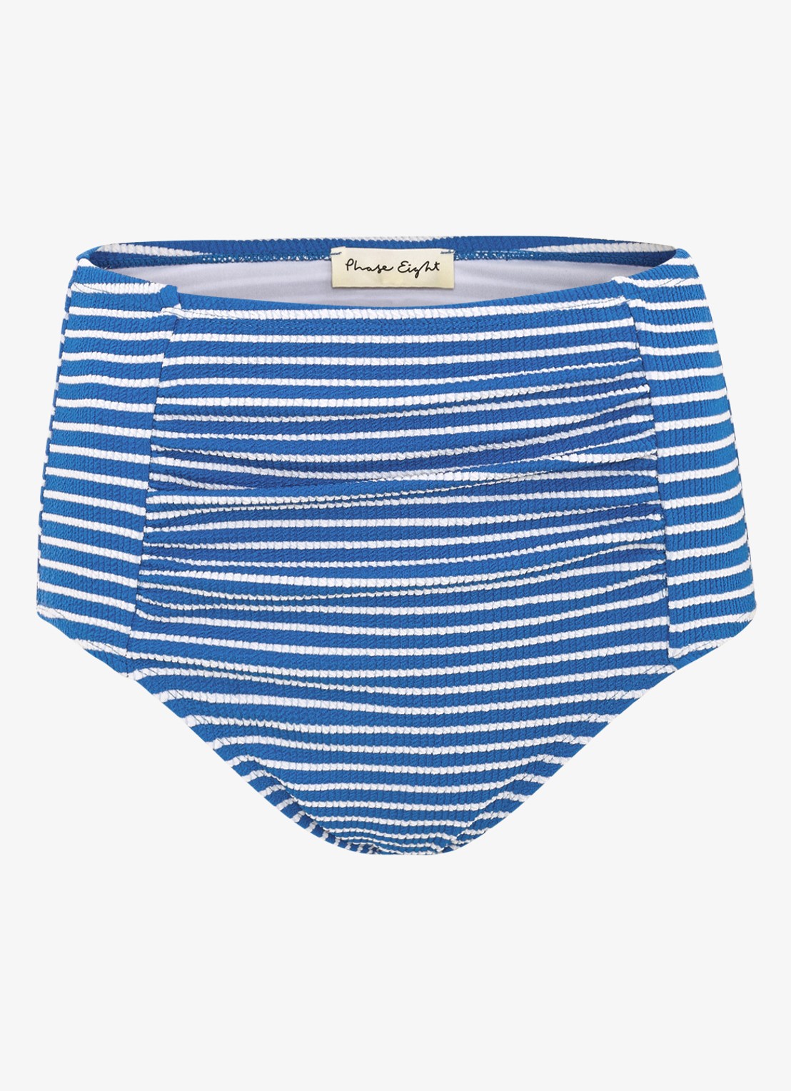 Phase Eight High waisted bikinislip met streepprint - voorkant 5 kobaltblauw