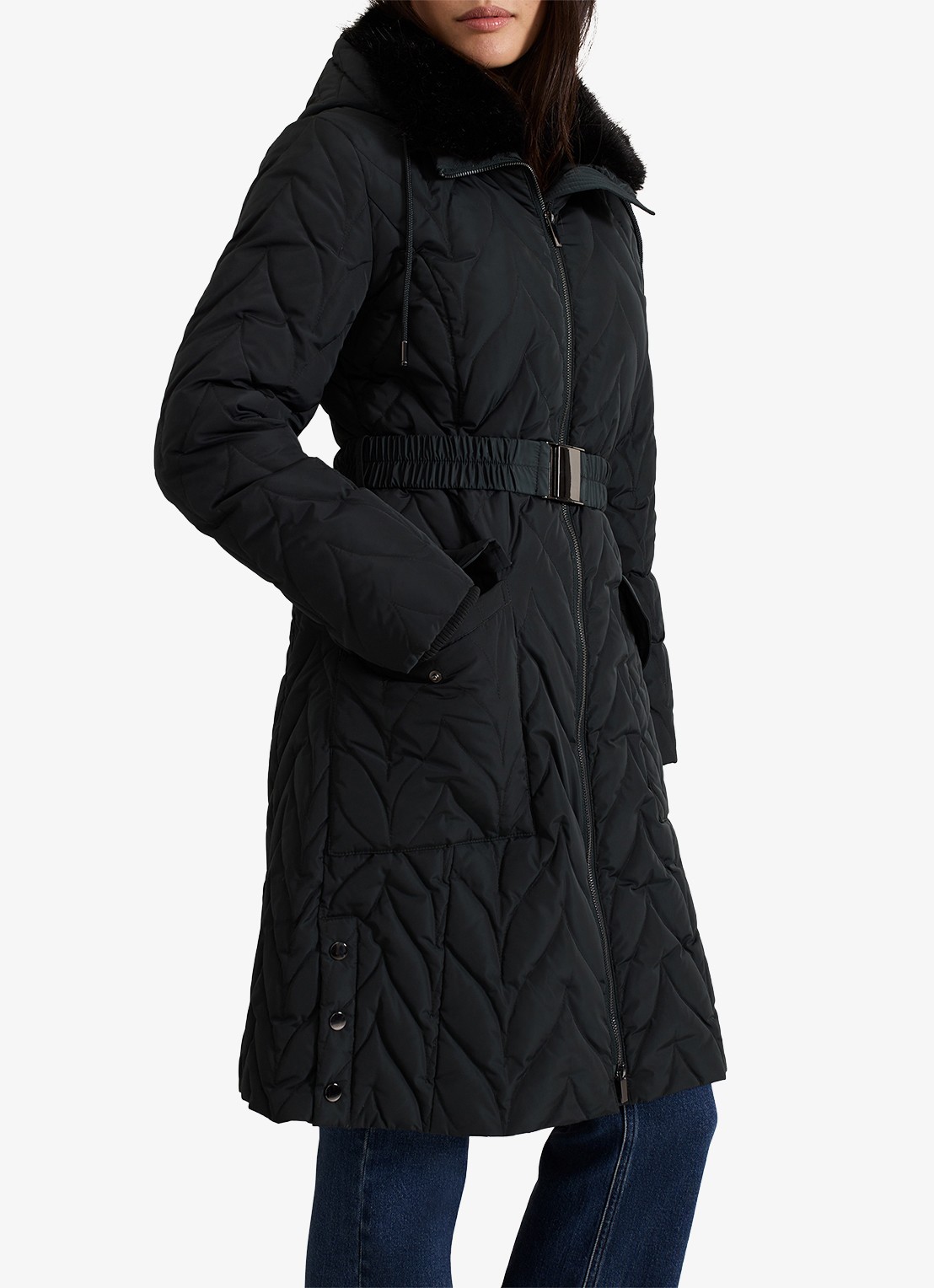 Phase Eight Hollie longline puffer jas met ceintuur  - detail 4 groen