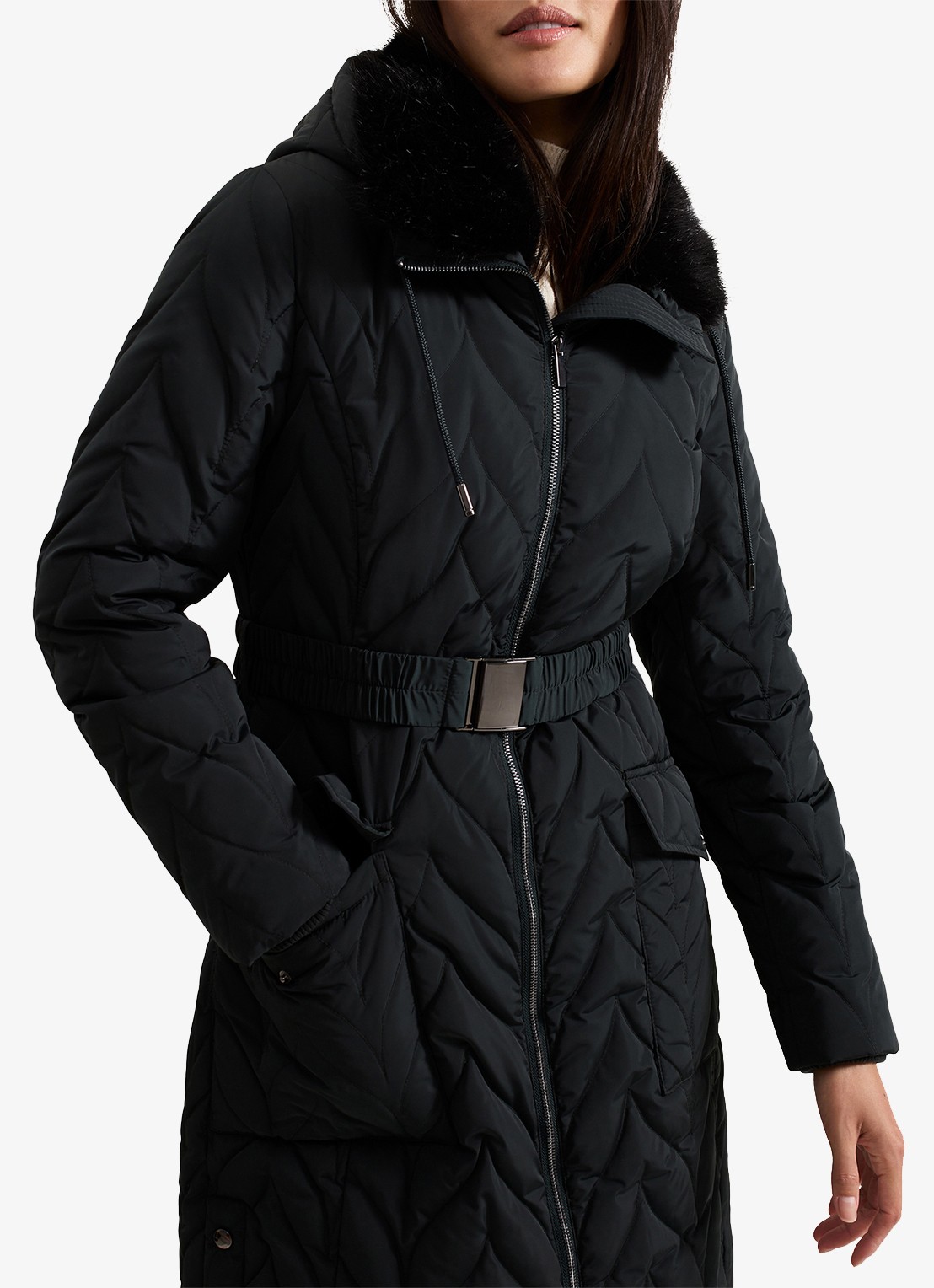 Phase Eight Hollie longline puffer jas met ceintuur  - detail 5 groen