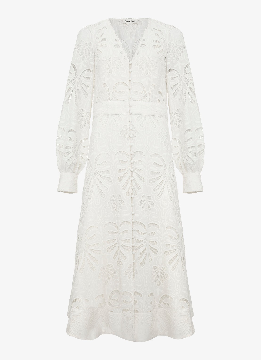 Phase Eight Inara midi jurk met borduring - voorkant 7 gebroken wit