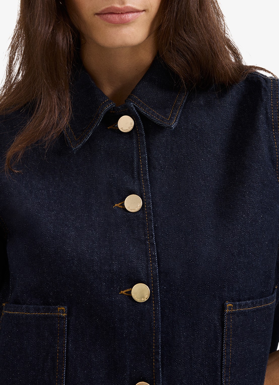 Phase Eight Indira spijkerjas met opgestikte zakken - detail 4 indigo