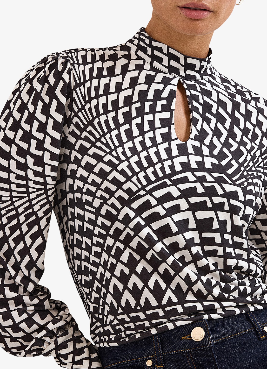 Phase Eight Isla tuniek met print en cut-out detail - detail 2 donkerbruin
