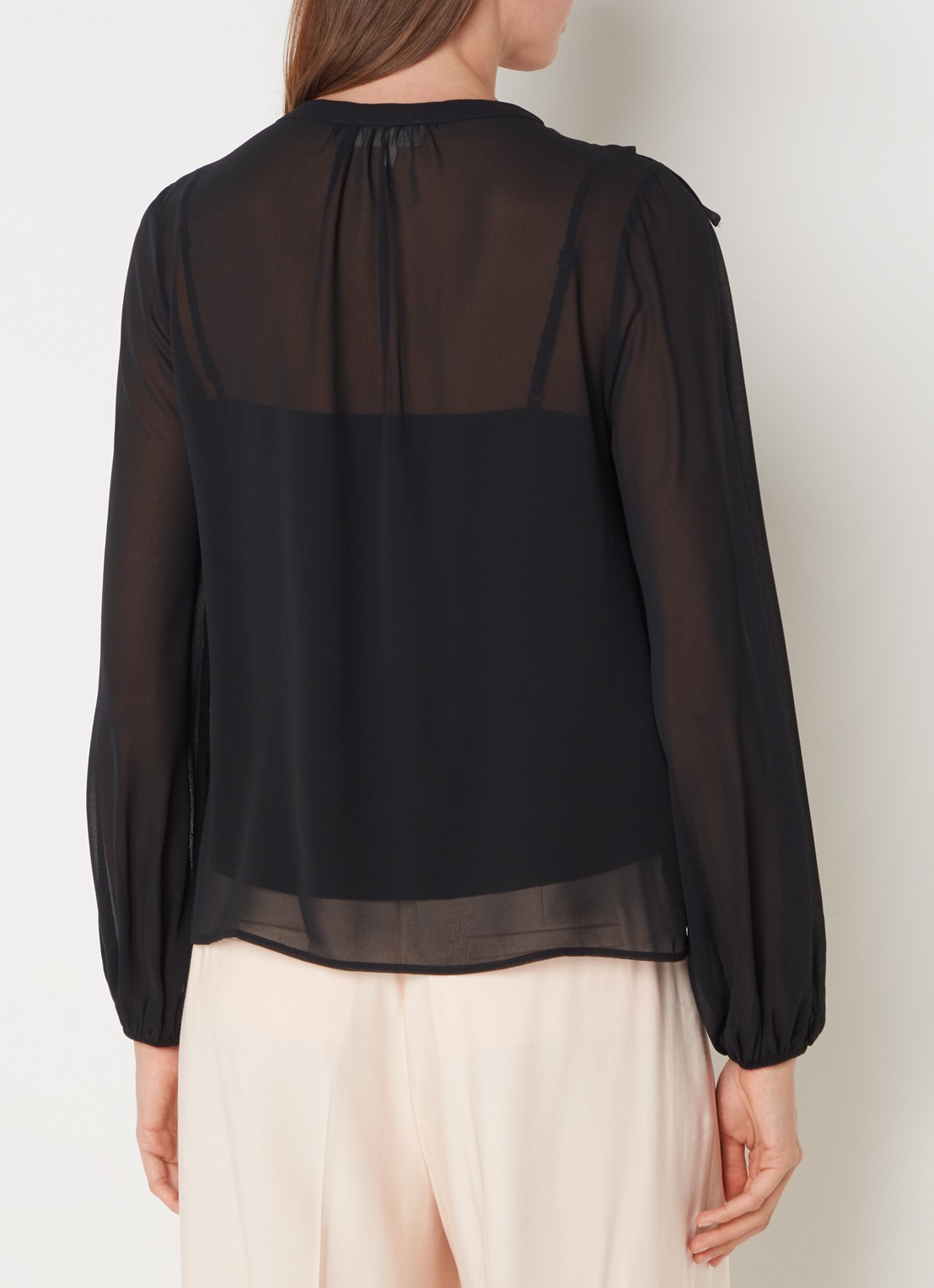 Phase Eight Ivana semi-transparante tuniek met volant - achterkant 3 zwart